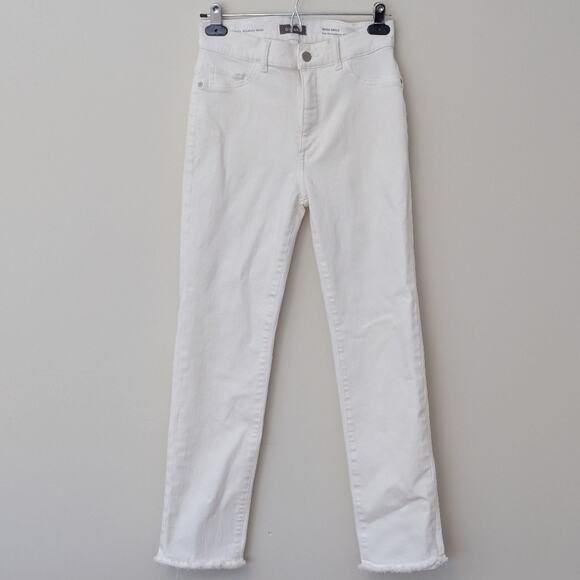 DL1961 Mara Straight High Rise Instasculpt White Jeans Raw Hem, Sz 27x27 - Picture 2 of 11